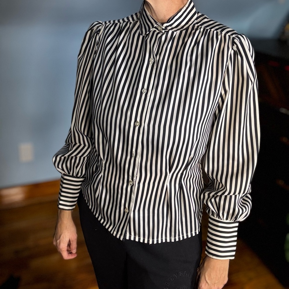 Vintage Black and White Striped Blouse